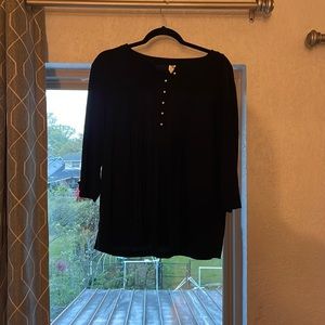 Business Ruffle Top w/ gold buttons